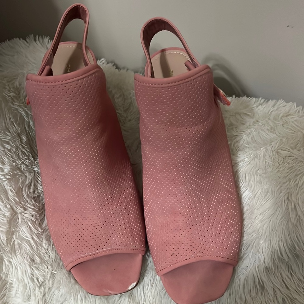 Pink Open Toe Open Heel. Block Heel Shoe - image 1